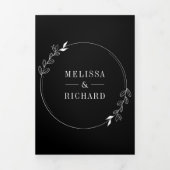 Minimale lijn Art Leaf Arch Zwart-wit bruiloft Drieluik Uitnodiging (Cover)