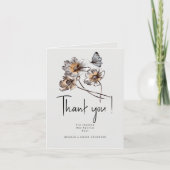 Minimale lijn art terracotta papavers bedankkaart (Voorkant)