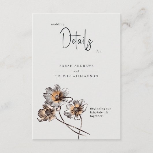 Minimale lijn art terracotta papavers informatiekaartje (Voorkant)