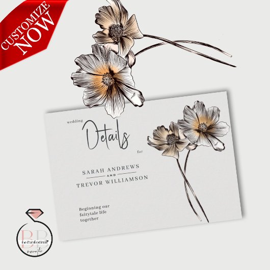 Minimale lijn art terracotta papavers informatiekaartje