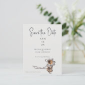 Minimale lijn art terracotta papavers kaart (Staand voorkant)