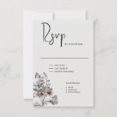 Minimale lijn art terracotta papavers RSVP kaartje (Voorkant)