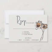 Minimale lijn art terracotta papavers RSVP kaartje (Voorkant)