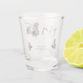 Minimale lijn art terracotta papavers shot glas (Achterkant)