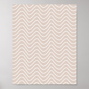 Minimale lijn Chevron patroon beige en wit Poster