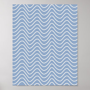 Minimale lijn Chevron patroon blauw Poster