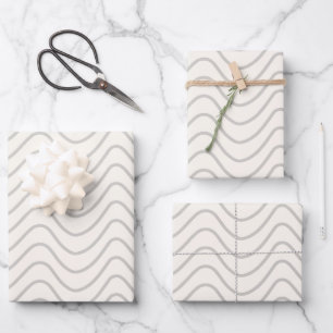 Minimale lijn Chevron patroon crème wit en grijs Inpakpapier Vel