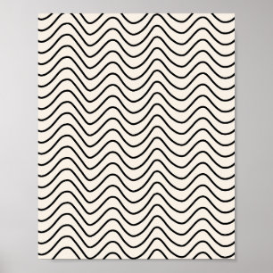 Minimale lijn Chevron patroon crème wit en zwart Poster