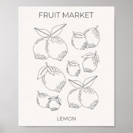 Minimale lijn citroenfruitmarkt poster