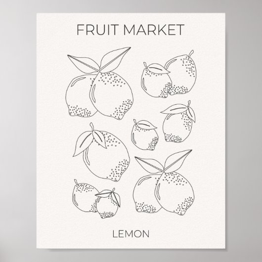 Minimale lijn citroenfruitmarkt poster (Voorkant)