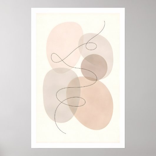 Minimale lijn- en vormabstracte moderne neutrale k poster (Voorkant)
