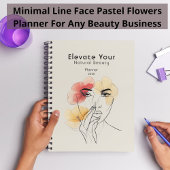 Minimale lijn Gezicht Roze Bloemen Beauty Business Planner