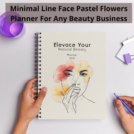 Minimale lijn Gezicht Roze Bloemen Beauty Business Planner