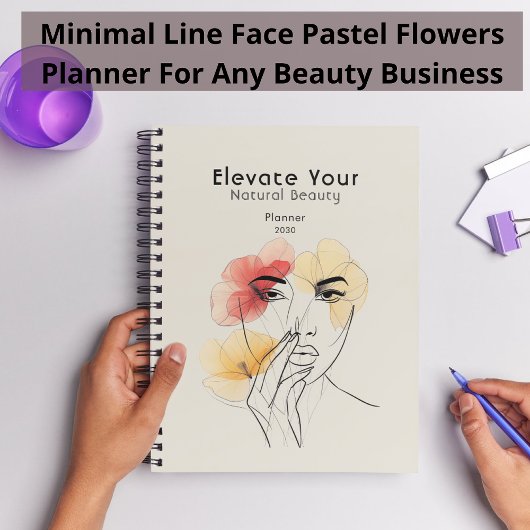 Minimale lijn Gezicht Roze Bloemen Beauty Business Planner