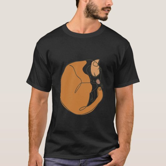 Minimale lijn kat slaap t-shirt (Voorkant)