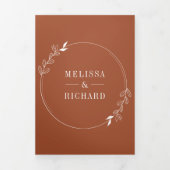 Minimale lijn kunst blad boog terracotta bruiloft drieluik uitnodiging (Cover)