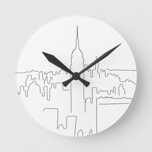 Minimale lijn New York City Ronde Klok (Voorkant)