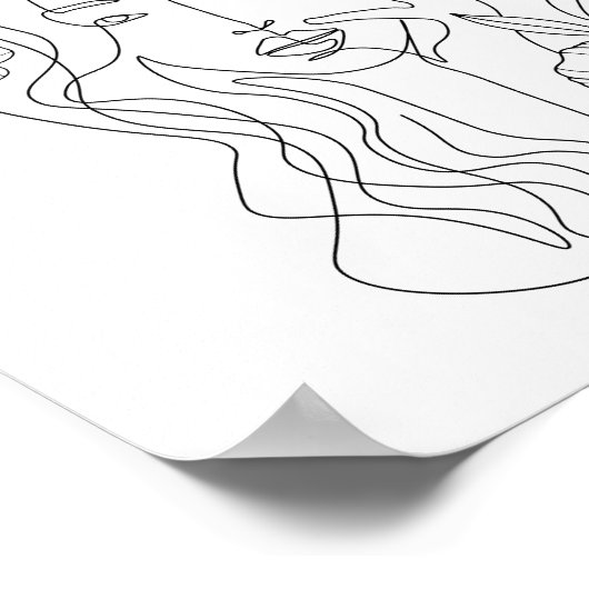 Minimale lijn voor kunstdamesbloem poster (Hoek)