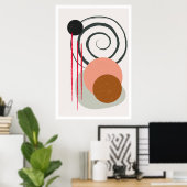 Minimale lijnafdrukken, kunst uit de middelbare ee poster (Thuiskantoor)