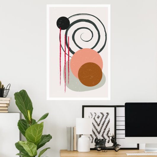 Minimale lijnafdrukken, kunst uit de middelbare ee poster (Thuiskantoor)