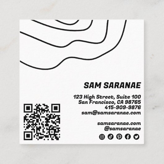 Minimale lijnen Abstract Unieke grafische BW QR Vierkante Visitekaartje (Achterkant)