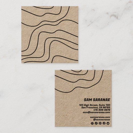 Minimale lijnen Abstracte KRAFT Unieke grafische k Vierkante Visitekaartje (Voorkant / Achterkant)