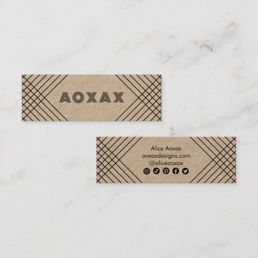 Minimale lijnen Abstracte unieke grafische KRAFT Mini Visitekaartje (Voorkant / Achterkant)