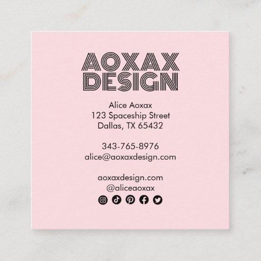 Minimale lijnen Abstracte vormen Uniek Roze Vierkante Visitekaartje (Achterkant)