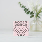 Minimale lijnen Abstracte vormen Uniek Roze Vierkante Visitekaartje (Staand voorkant)