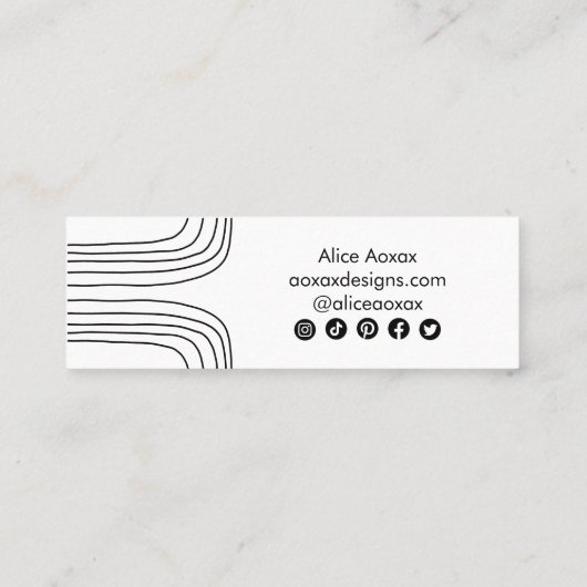 Minimale lijnen Abstracte vormen Unieke grafische  Mini Visitekaartje (Achterkant)