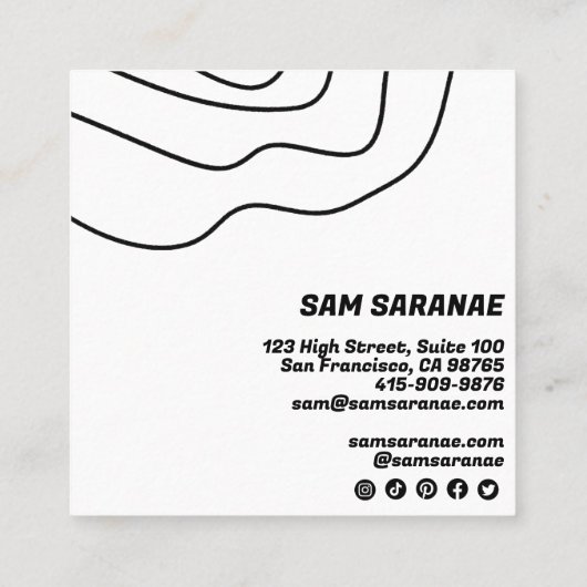 Minimale lijnen Abstracte vormen Unieke grafische  Vierkante Visitekaartje (Achterkant)