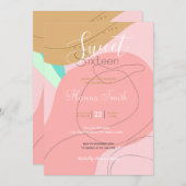 Minimale lijnen Creatief Abstract roze ontwerp Kaart (Voorkant / Achterkant)