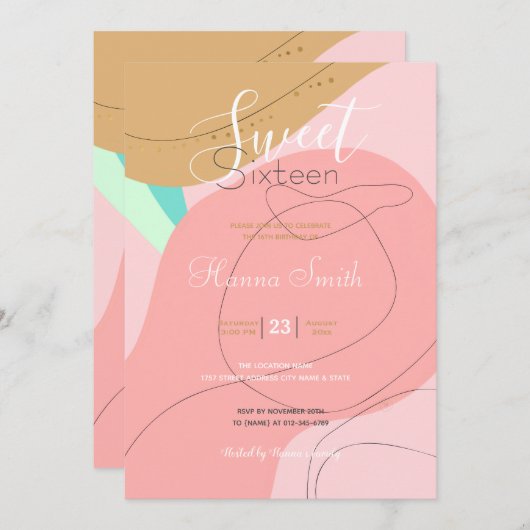 Minimale lijnen Creatief Abstract roze ontwerp Kaart (Voorkant / Achterkant)