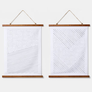 Minimale lijnen en stippen hangend wandkleed
