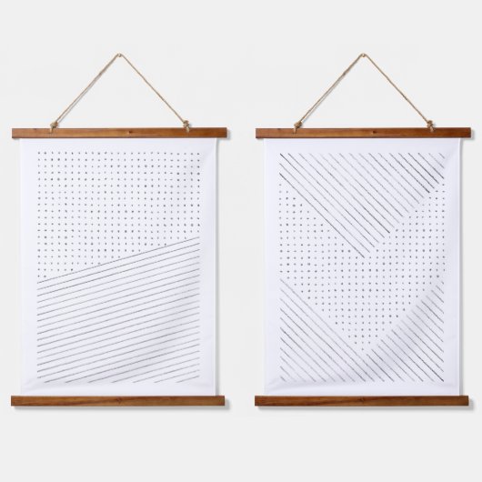 Minimale lijnen en stippen hangend wandkleed (Dubbel)