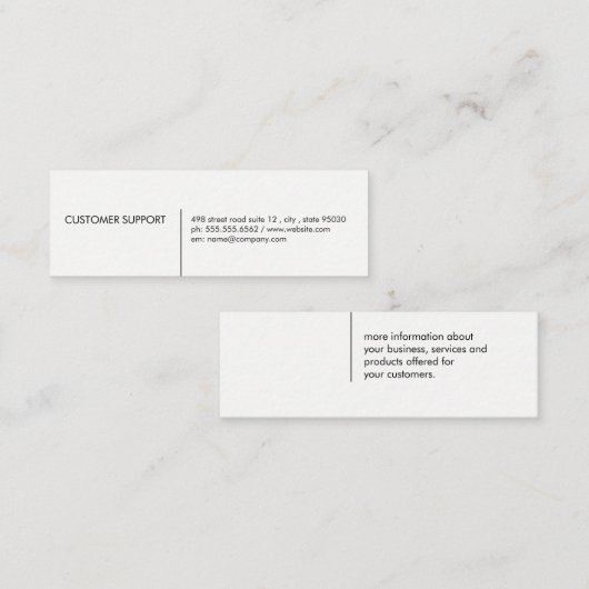 Minimale lijnen / Wit Mini Visitekaartje (Voorkant / Achterkant)