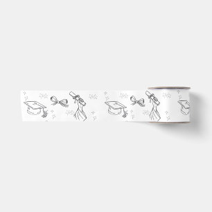 Minimale lijnkunst afstudeer verpakkings papier satijnen lint