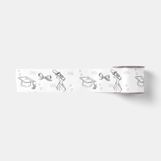 Minimale lijnkunst afstudeer verpakkings papier satijnen lint (Voorkant)