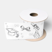 Minimale lijnkunst afstudeer verpakkings papier satijnen lint (Spoel)