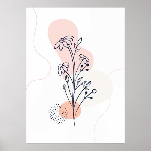 Minimale lijnkunst bloemen poster (Voorkant)