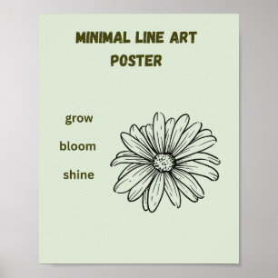 Minimale Lijnkunst Madeliefje Groei Bloei Schijn G Poster