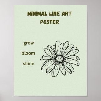 Minimale Lijnkunst Madeliefje Groei Bloei Schijn G Poster