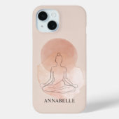 Minimale Lijnkunst Mediterende Vrouw Aquarel Case-Mate iPhone Case (Achterkant)