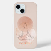 Minimale Lijnkunst Mediterende Vrouw Aquarel Case-Mate iPhone Case (Achterkant)