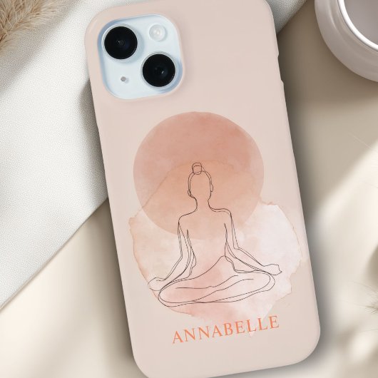 Minimale Lijnkunst Mediterende Vrouw Aquarel Case-Mate iPhone Case