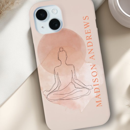 Minimale Lijnkunst Mediterende Vrouw Aquarel Case-Mate iPhone Case