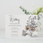 Minimale lijnkunst Terracotta Papavers Kaart (Staand voorkant)