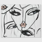 Minimale lijnkunst van vrouwengezichten cadeaupapier (Vlak)