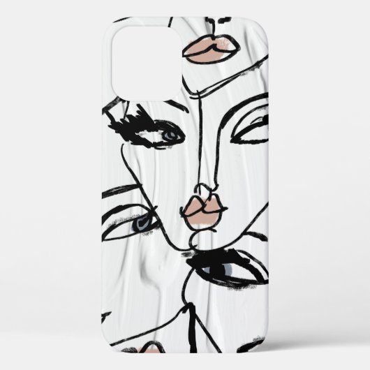 Minimale lijnkunst van vrouwengezichten Case-Mate iPhone case (Achterkant)