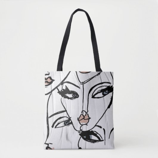 Minimale lijnkunst van vrouwengezichten tote bag (Voorkant)